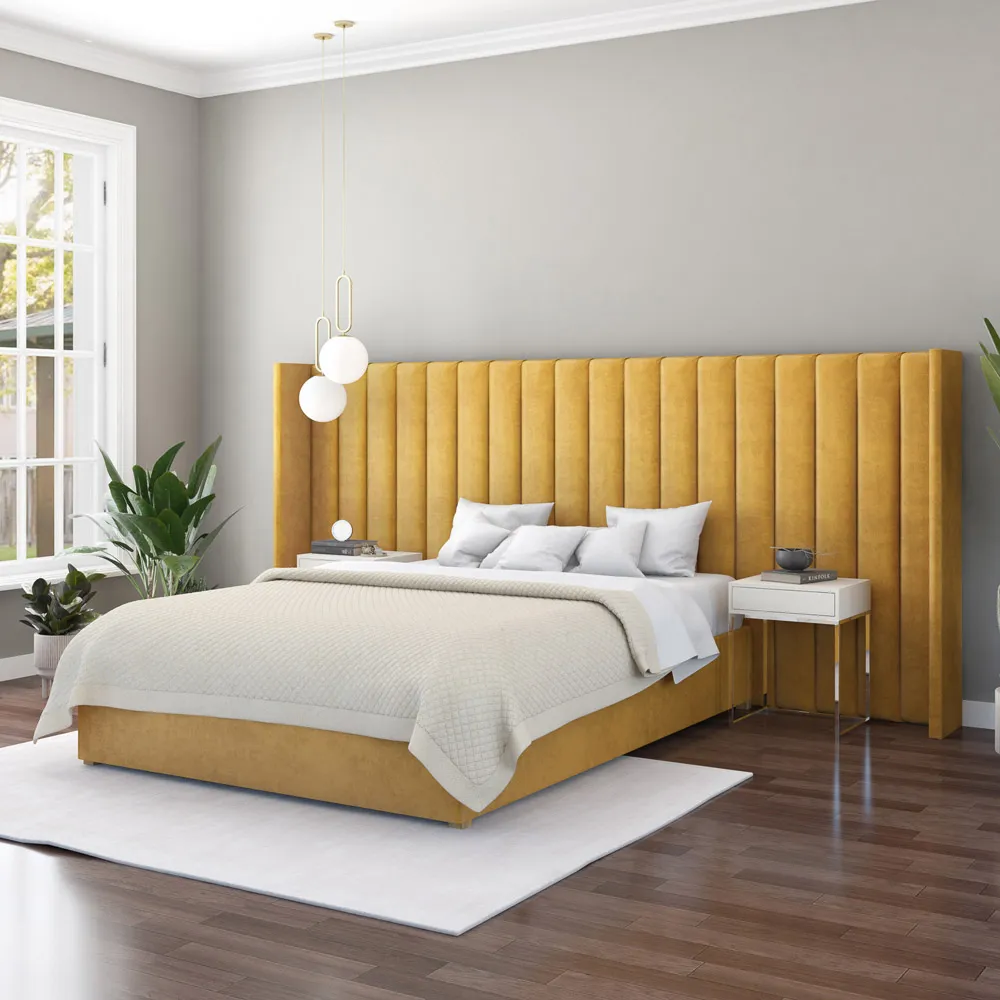 Aspire Furniture Grandeur Wing Headboard - Orange, Velvet