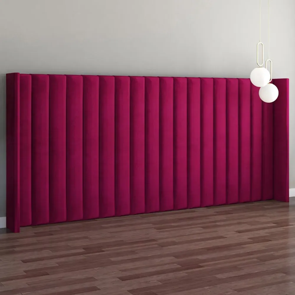 Aspire Furniture Grandeur Wing Headboard - Purple, Velvet