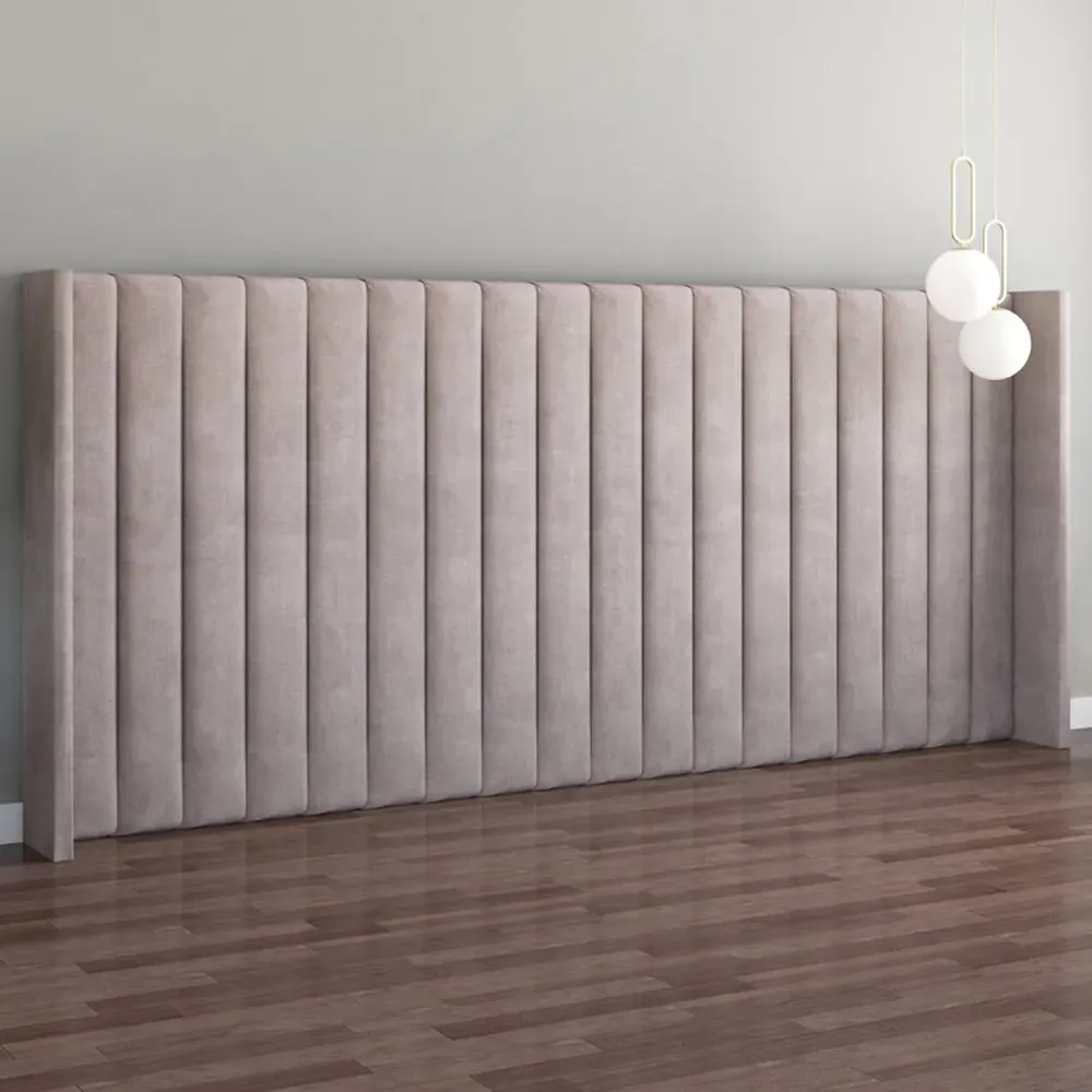 Aspire Furniture Grandeur Wing Headboard - Silver, Velvet