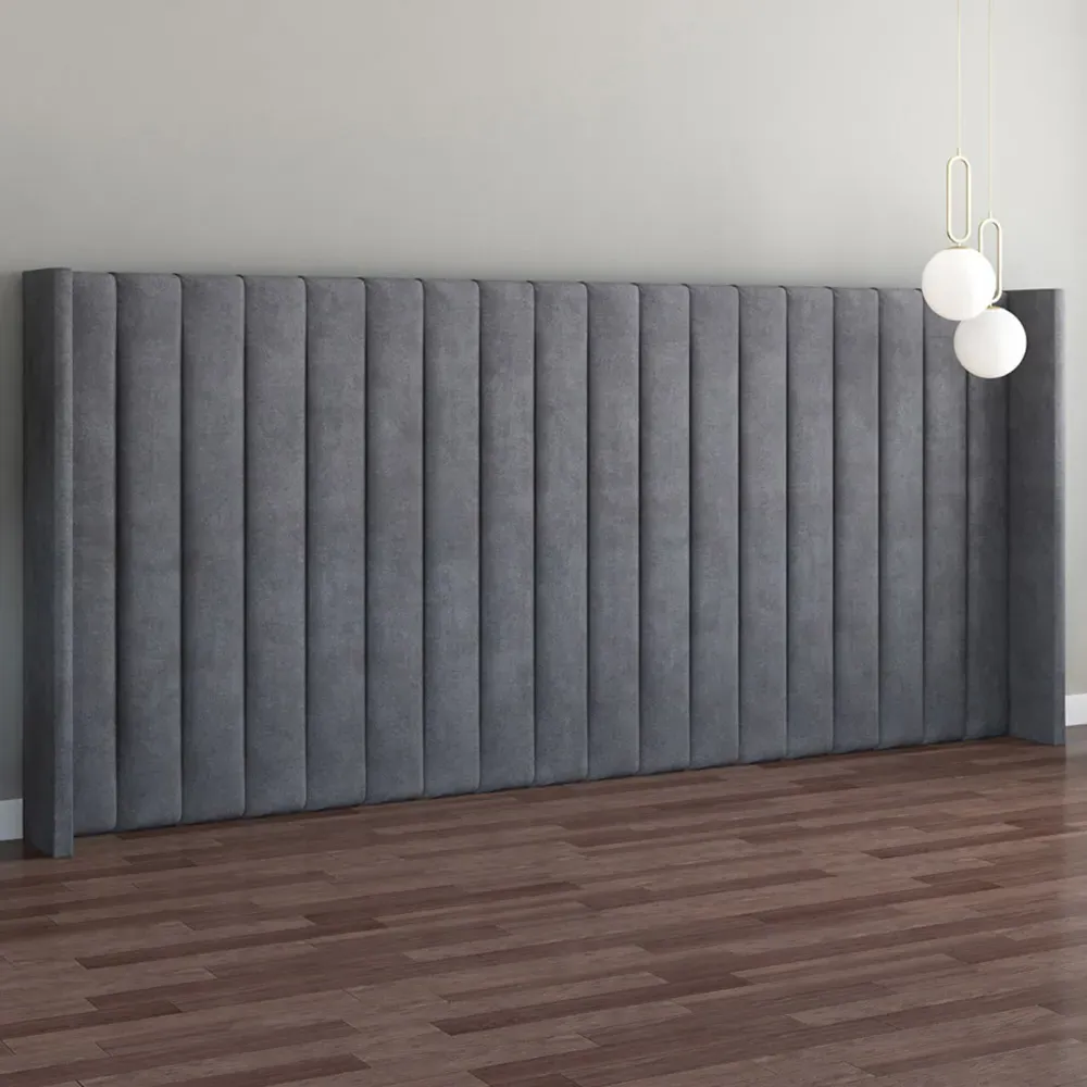 Aspire Furniture Grandeur Wing Headboard - Steel, Velvet