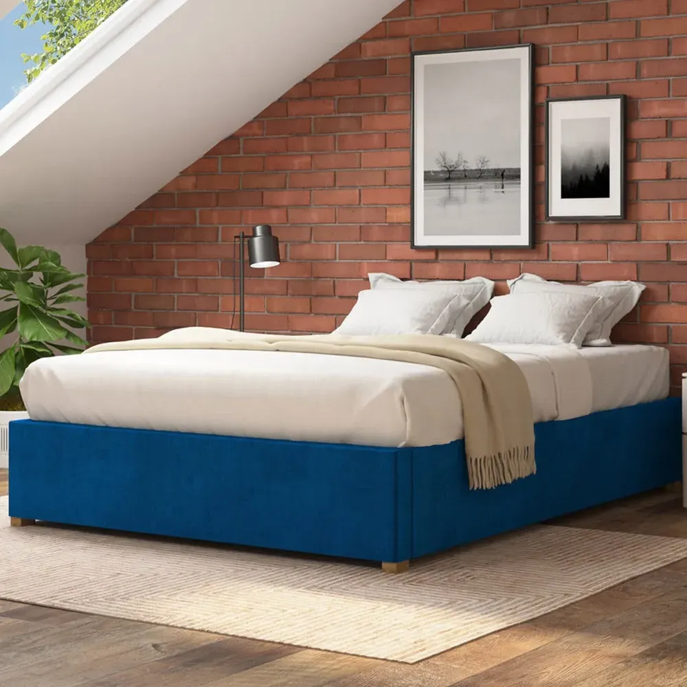 Aspire Furniture King Size Platform Ottoman Bed - Navy