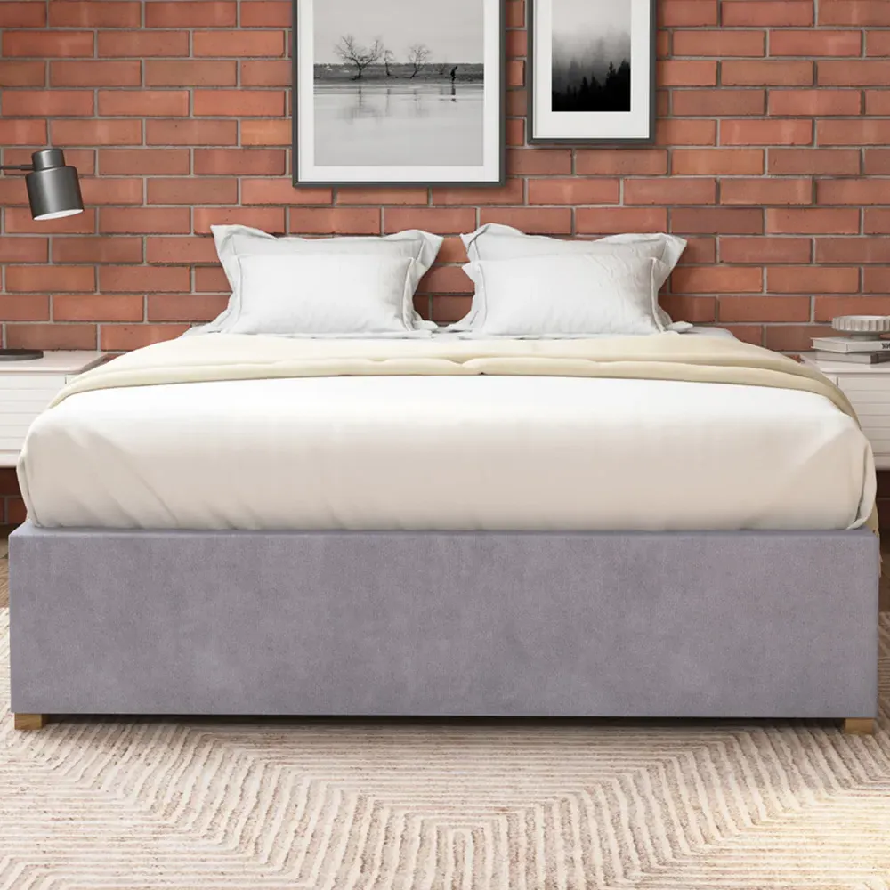 Aspire Furniture King Size Platform Ottoman Bed - Silver