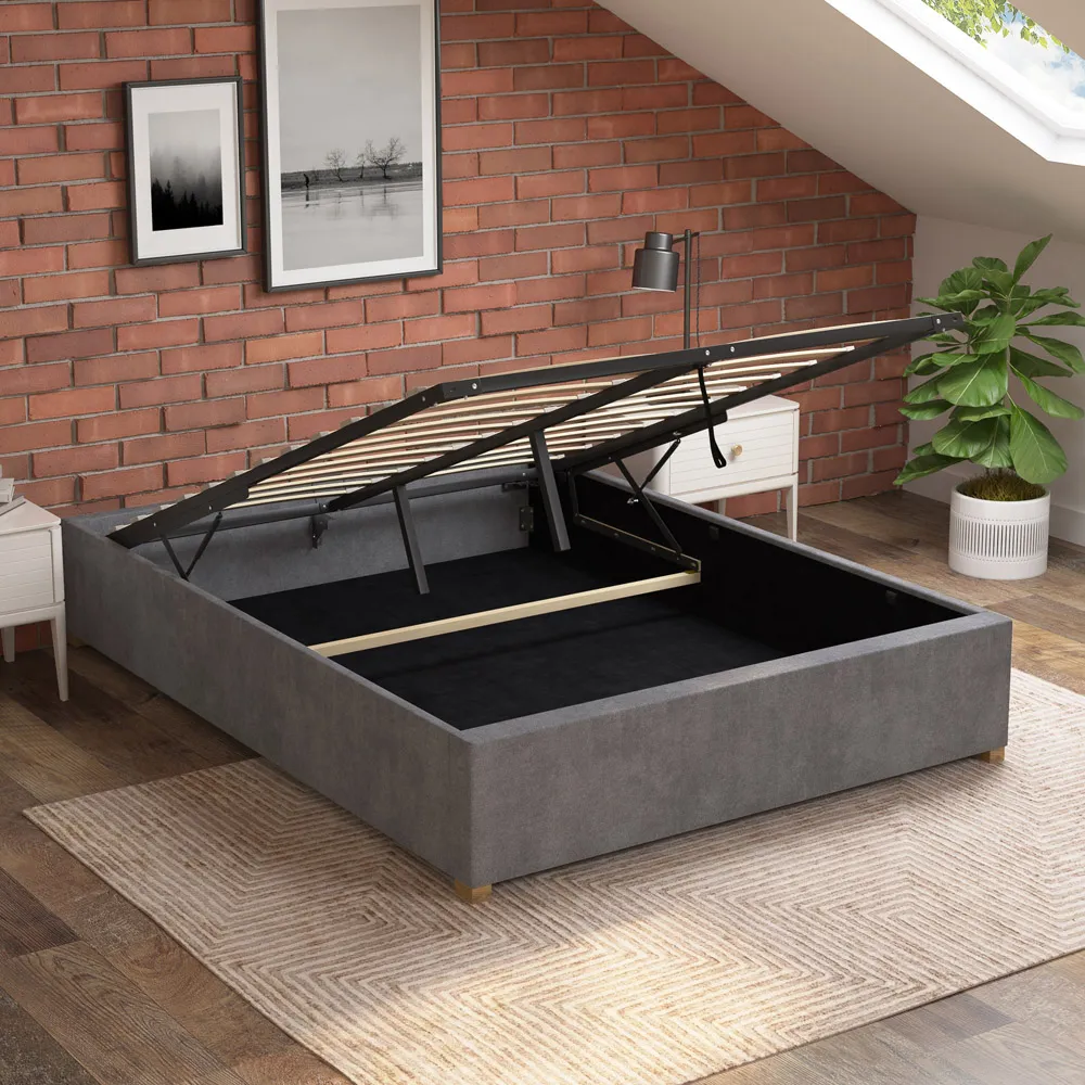 Aspire Furniture King Size Platform Ottoman Bed - Steel