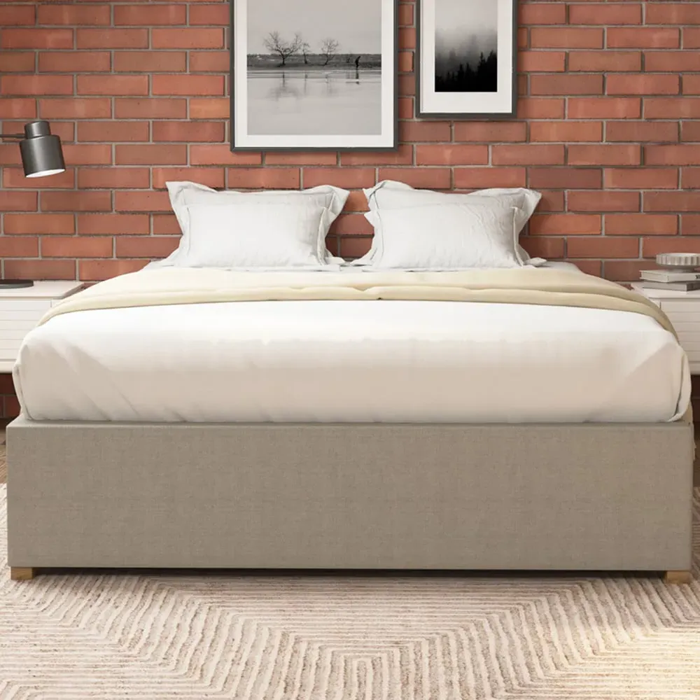 Aspire Furniture Single Eire Linen Platform Ottoman Bed - Cream
