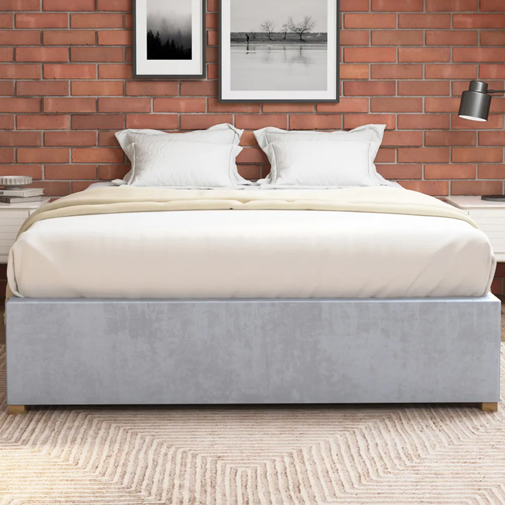 Aspire Furniture Single Platform Ottoman Bed - Silver