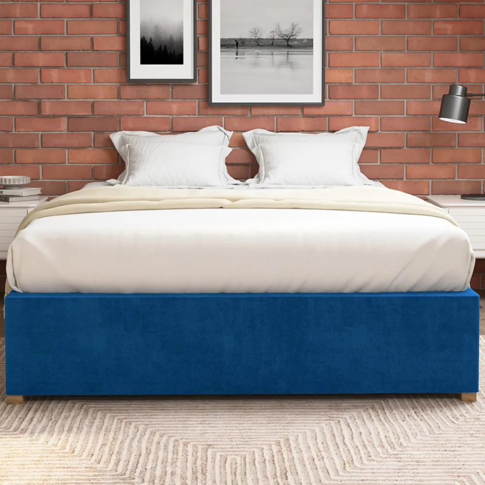 Aspire Furniture Small Double Platform Ottoman Bed - Navy