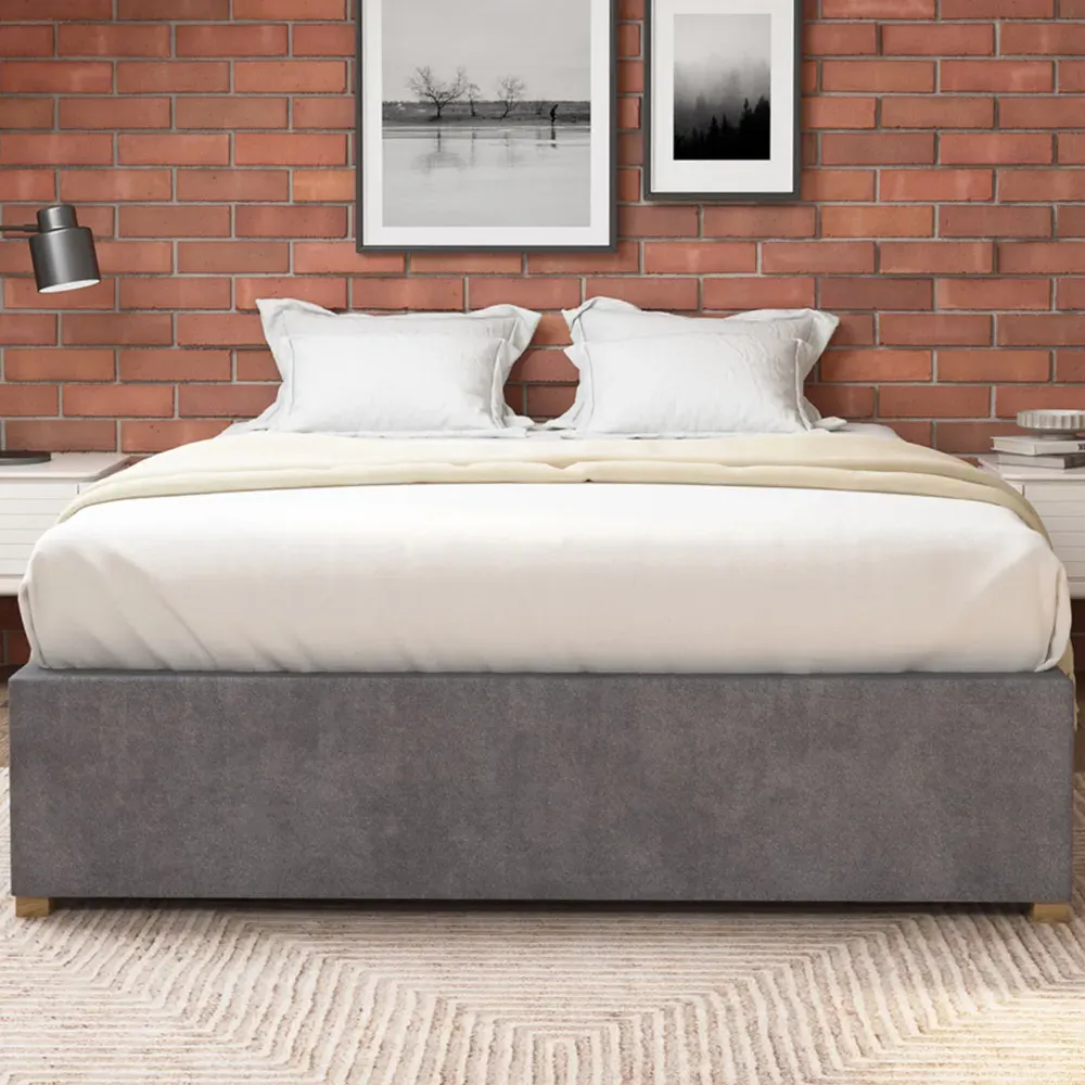 Aspire Furniture Small Double Platform Ottoman Bed - Silver