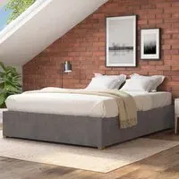 Aspire Furniture Small Double Platform Ottoman Bed - Silver