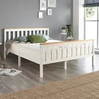 Atlantic King Size Bed Frame with Natural Tops - White