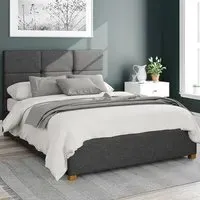 Caine Double Ottoman Bed with Storage - Charcoal, Saxon Twill