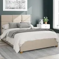 Caine Double Ottoman Bed with Storage - Cream, Fabric