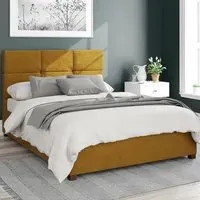 Caine Double Ottoman Bed with Storage - Ochre, Velvet