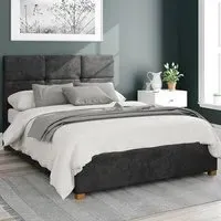Caine King Size Ottoman Bed with Storage - Black, Velvet