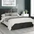 Caine King Size Ottoman Bed with Storage - Black, Velvet