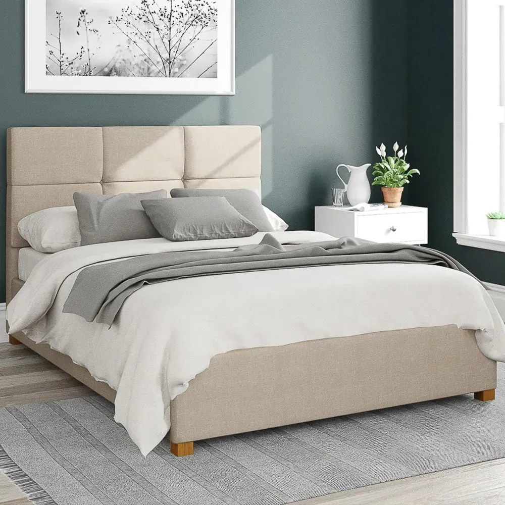 Caine King Size Ottoman Bed with Storage - Cream