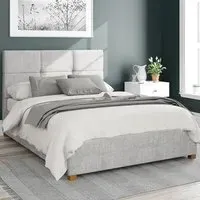 Caine King Size Ottoman Bed with Storage - Grey, Cotton