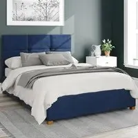 Caine King Size Ottoman Bed with Storage - Navy, Velvet