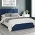 Caine King Size Ottoman Bed with Storage - Navy, Velvet