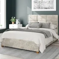 Caine King Size Ottoman Bed with Storage - Pearl, Velvet