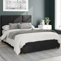 Caine Single Ottoman Bed with Storage - Charcoal, Linen
