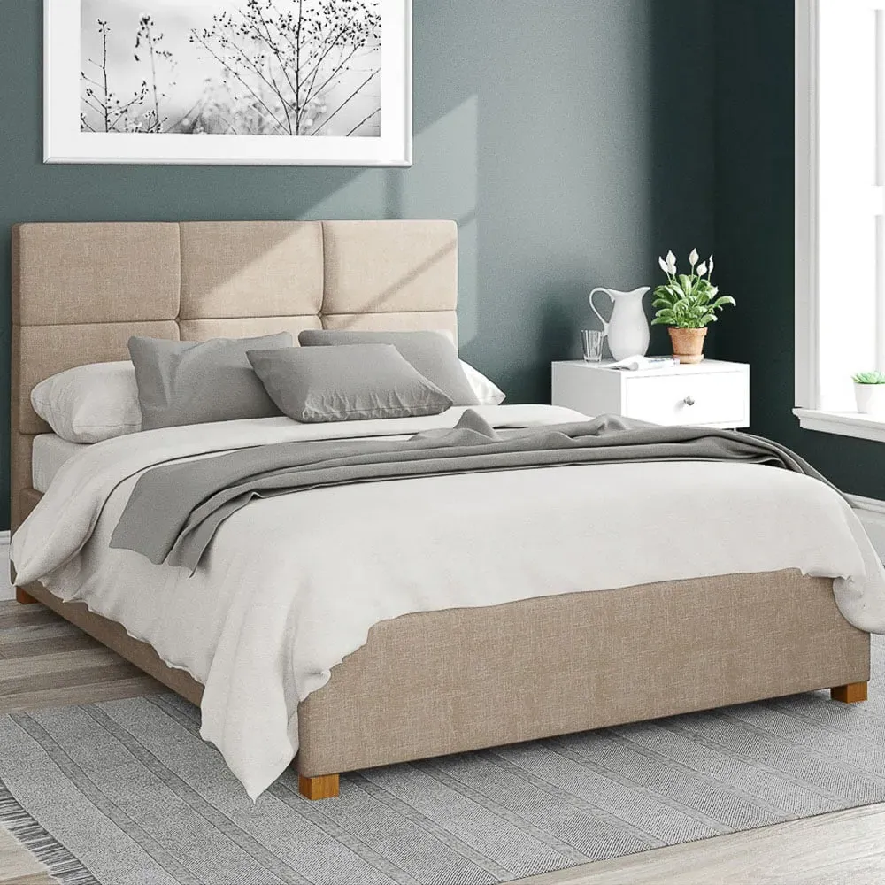 Caine Single Ottoman Bed with Storage - Cream, Fabric