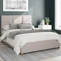 Caine Single Ottoman Bed with Storage - Off White, Linen