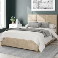 Caine Small Double Ottoman Bed with Storage - Beige, Linen