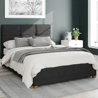 Caine Small Double Ottoman Bed with Storage - Black, Fabric