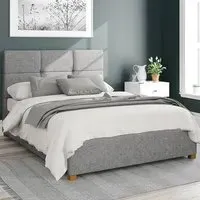 Caine Small Double Ottoman Bed with Storage - Grey, Saxon Twill