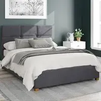 Caine Small Double Ottoman Bed with Storage - Steel, Velvet