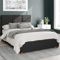 Caine Super King Ottoman Bed with Storage - Black, Fabric