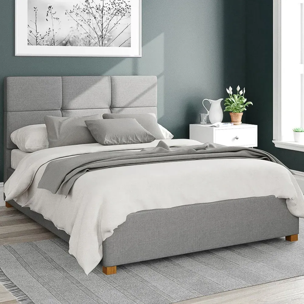 Caine Super King Ottoman Bed with Storage - Grey, Linen