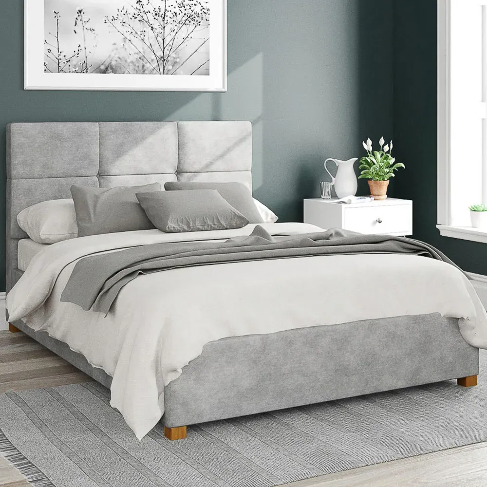 Caine Super King Ottoman Bed with Storage - Silver, Linen