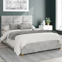 Caine Super King Ottoman Bed with Storage - Silver, Velvet