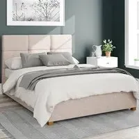 Caine Super King Size Ottoman Bed with Storage - Natural, Saxon Twill