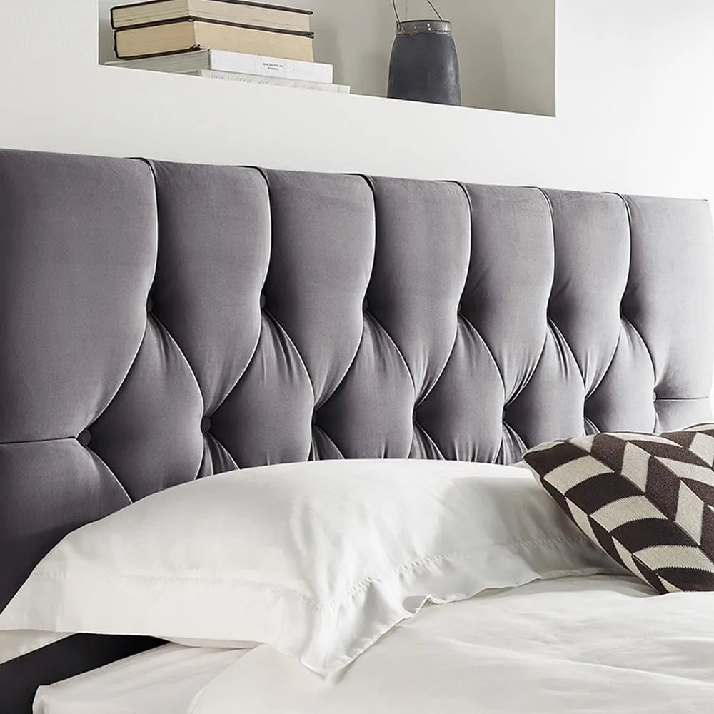 Catherine Lansfield Boutique Double Headboard - Steel, Velvet