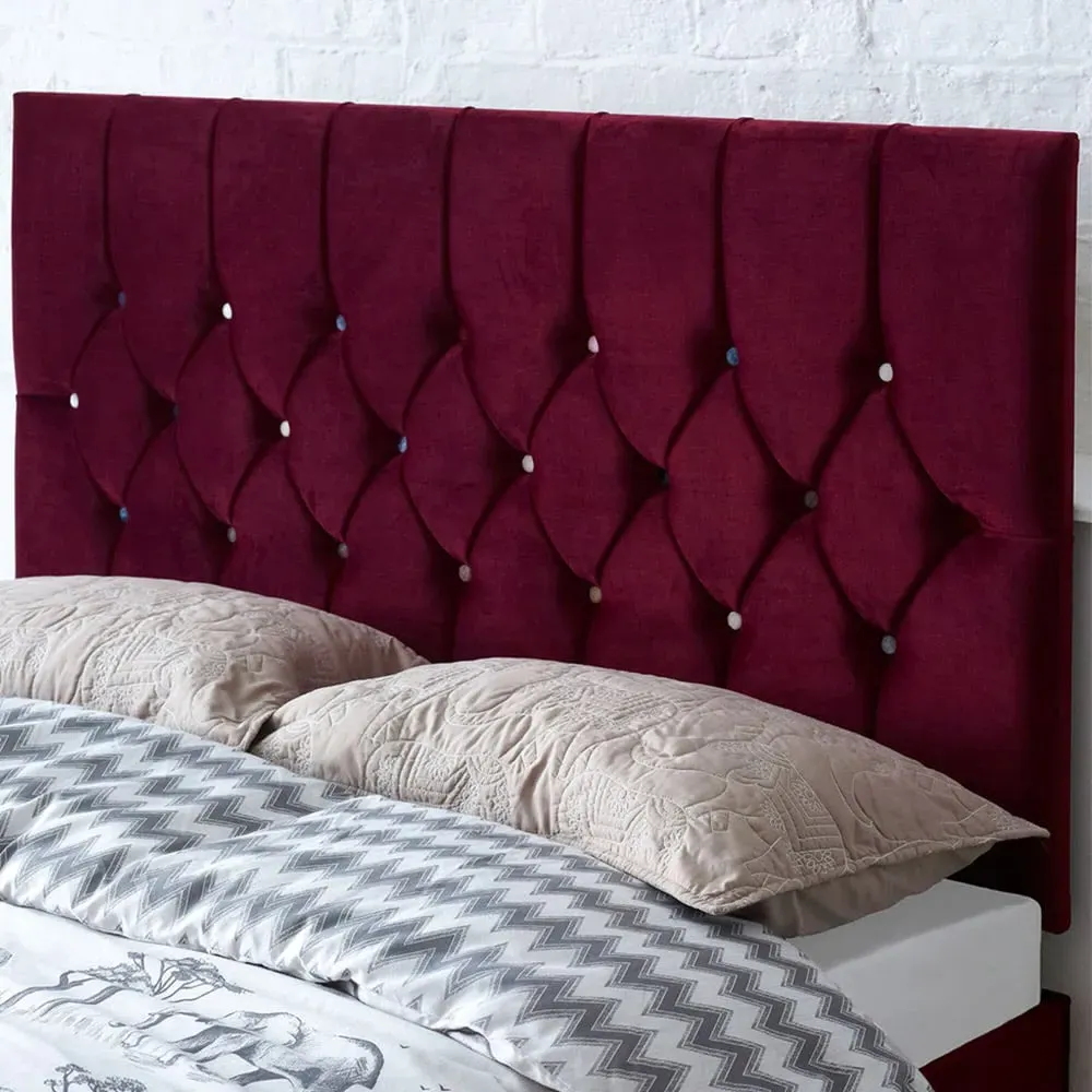 Catherine Lansfield Boutique King Size Headboard - Berry, Velvet