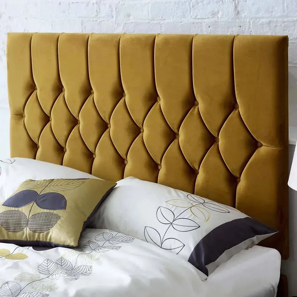 Catherine Lansfield Boutique King Size Headboard - Ochre, Velvet