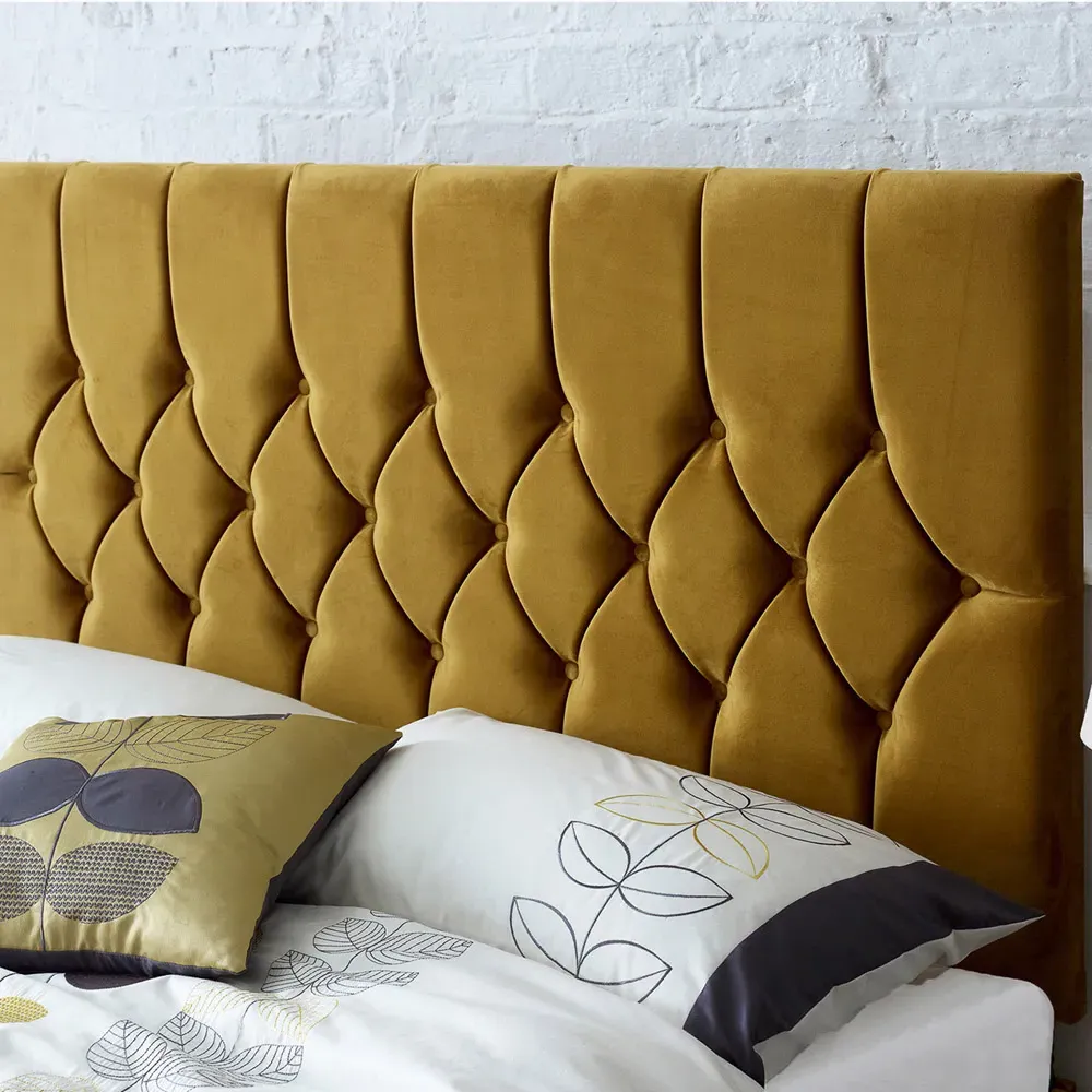 Catherine Lansfield Boutique Small Double Headboard - Ochre, Velvet