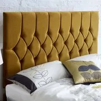 Catherine Lansfield Boutique Small Double Headboard - Ochre, Velvet
