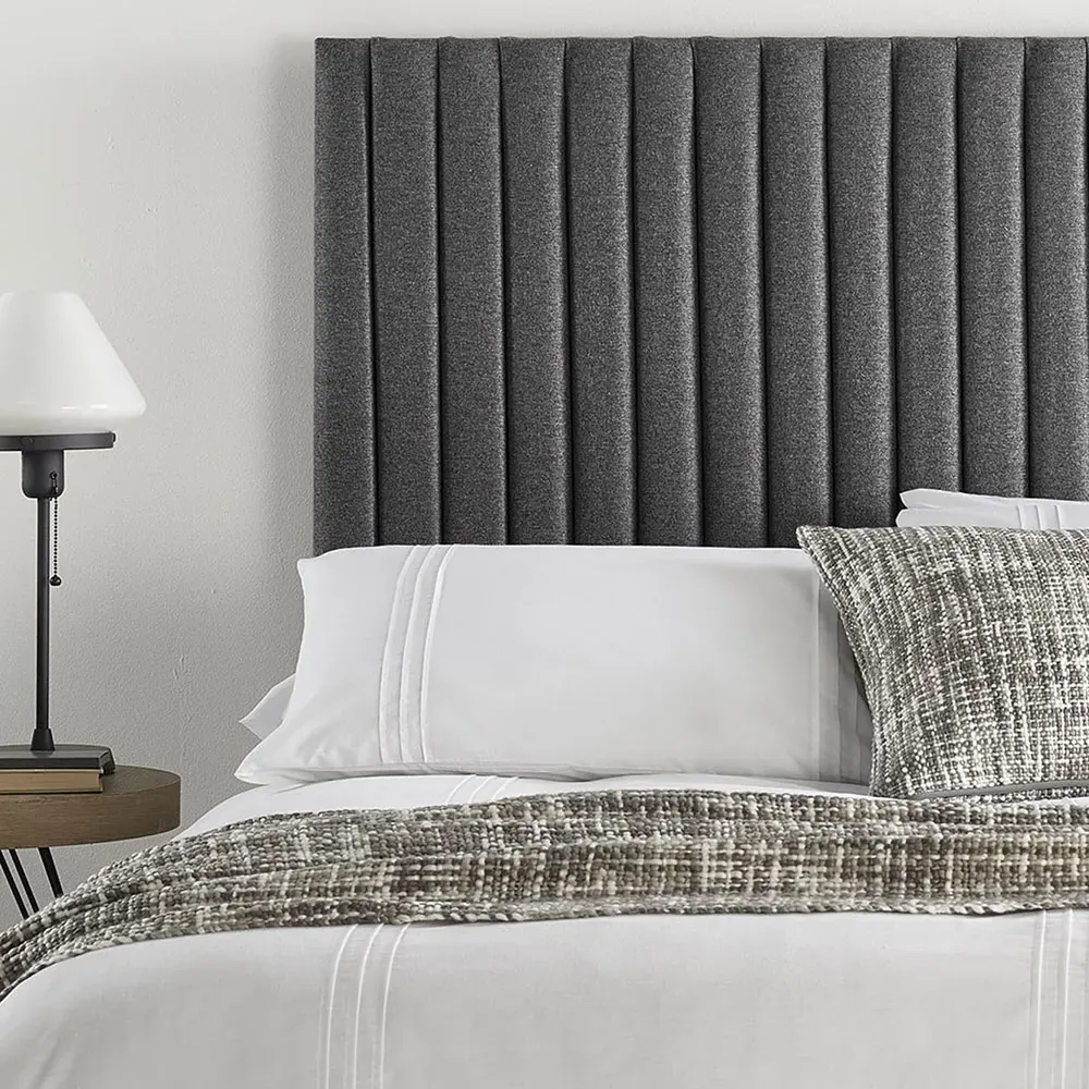 Catherine Lansfield Soho Double Headboard - Charcoal, Saxon Twill