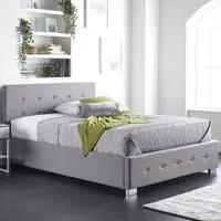 Double Ottoman Bed with Storage - Grey, Linen