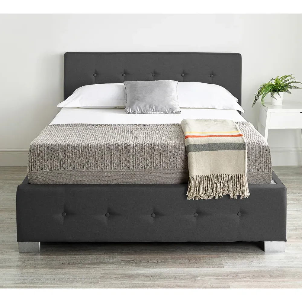 Double Ottoman Storage Bed with End Lift - Black, Linen