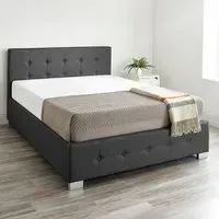 Double Ottoman Storage Bed with End Lift - Black, Linen