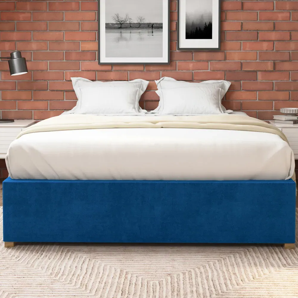 Double Plush Platform Ottoman Bed with Storage - Navy