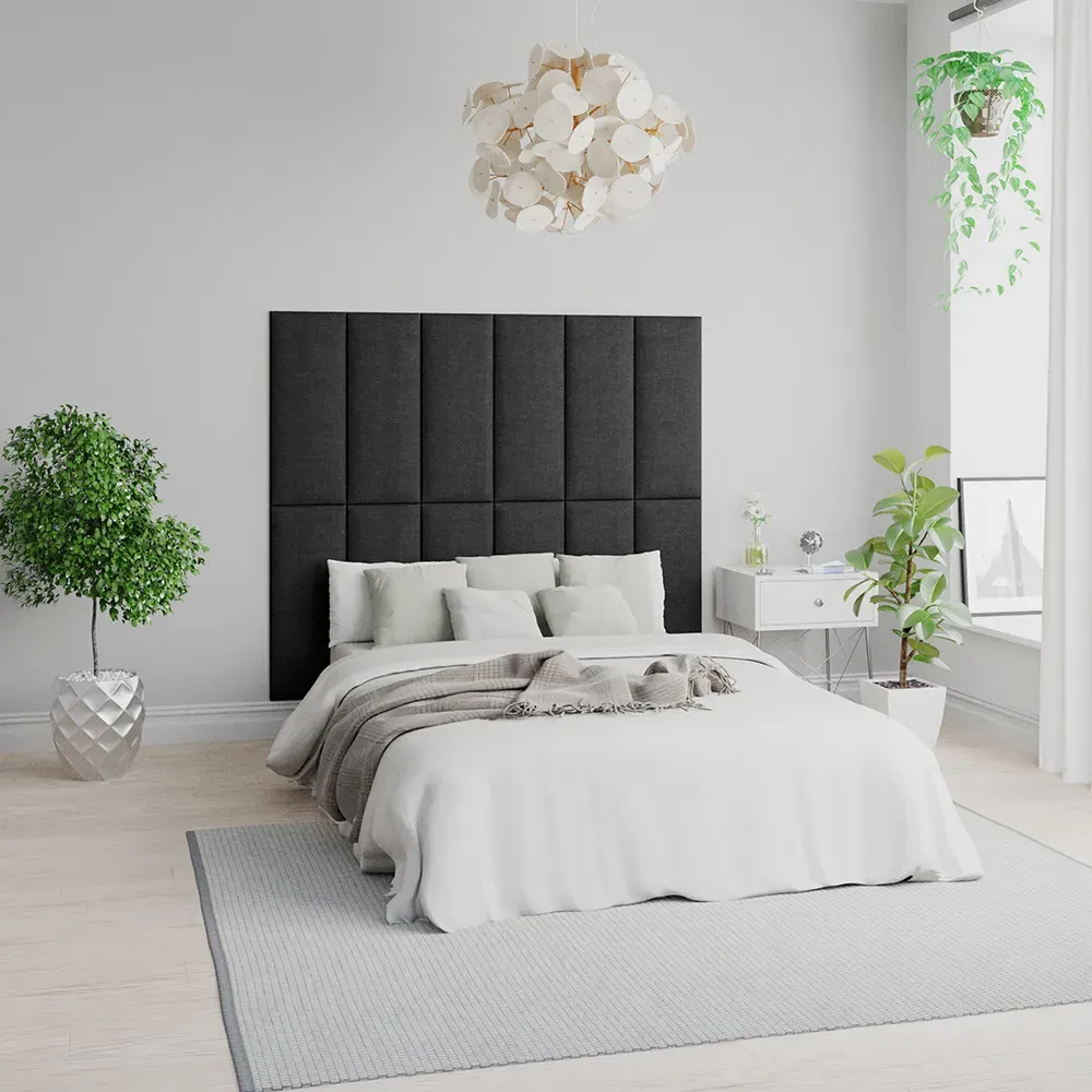 EasyMount Wall Mounted Headboard Panels 2 Pack - Black, Malham Weave