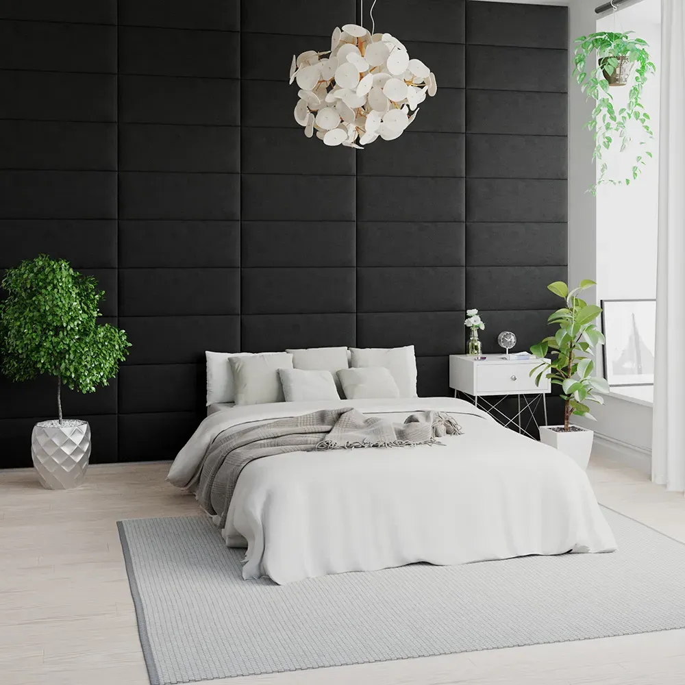 EasyMount Wall Mounted Headboard Panels 2 Pack - Black, Velvet