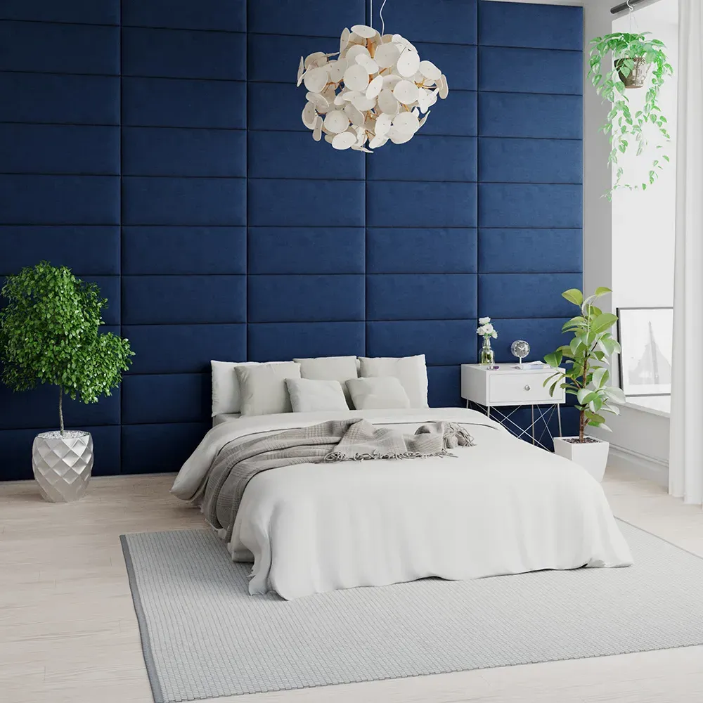 EasyMount Wall Mounted Headboard Panels 2 Pack - Blue, Velvet