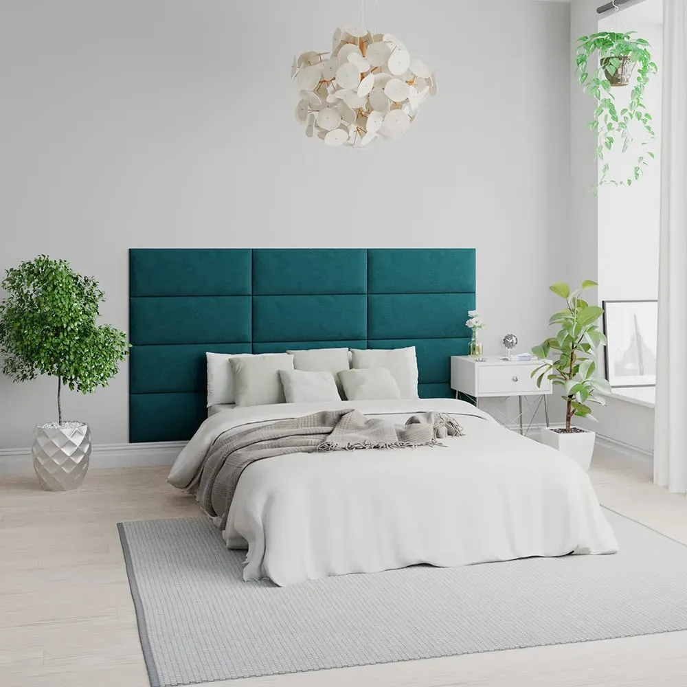 EasyMount Wall Mounted Headboard Panels 2 Pack - Green, Velvet