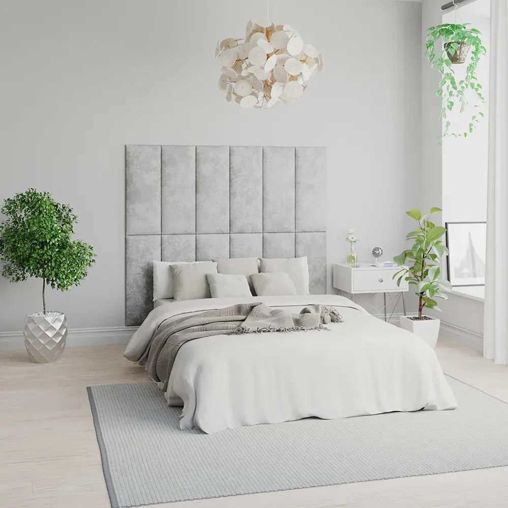 EasyMount Wall Mounted Headboard Panels 2 Pack - Silver, Velvet